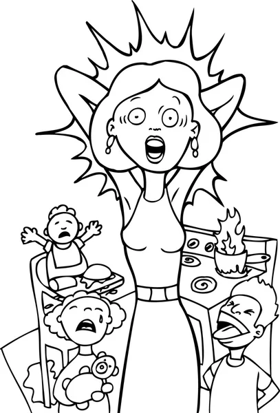Стрессовая мама — стоковый вектор
