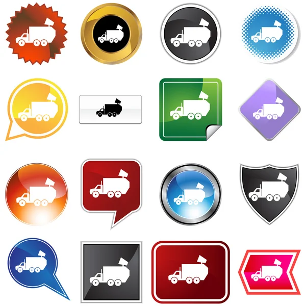 Garbage Truck Icon Set — Stock Vector