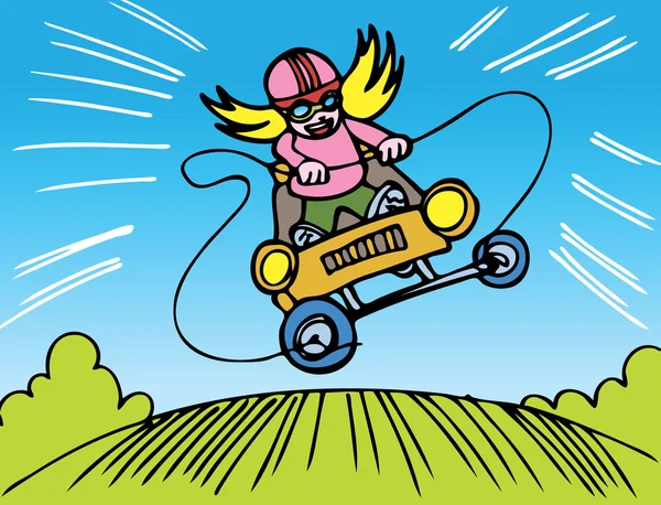 Дівчинка Go Kart гонки — стоковий вектор
