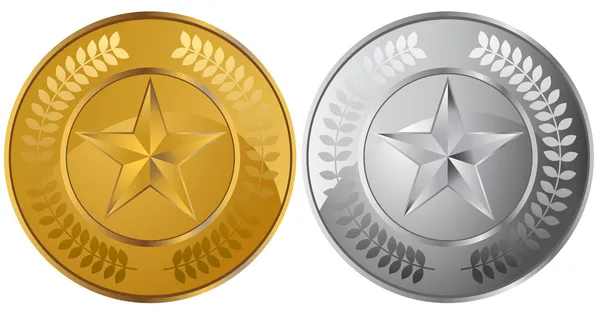 Αστέρι κέρμα μετάλλια — Διανυσματικό Αρχείο