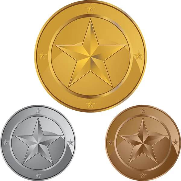 Star Coin Medals — Stock Vector