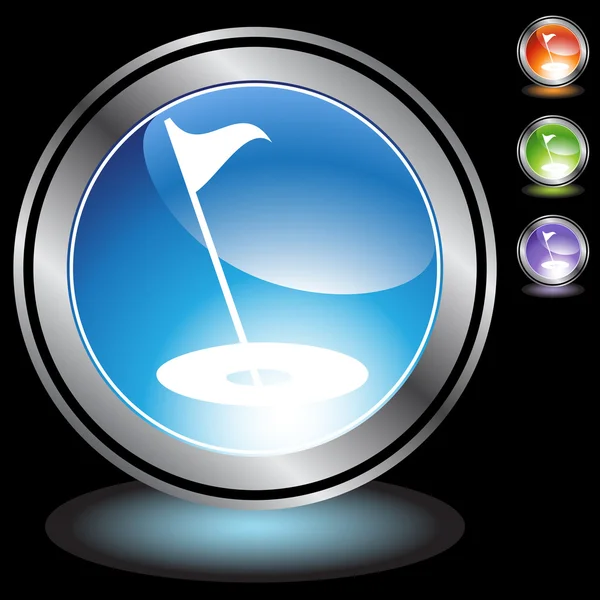 Icônes Chrome noir - Golf — Image vectorielle