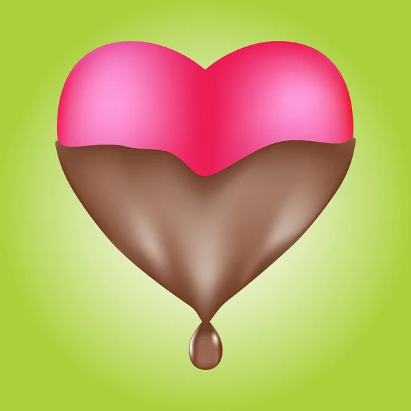 Chocolate sumergido corazón 3D — Vector de stock