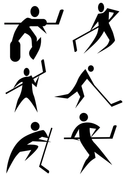 Set di figure bastone da hockey — Vettoriale Stock