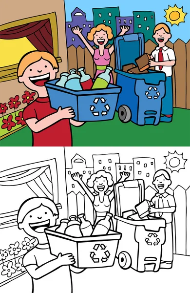 Familie recycling — Stockvector