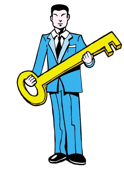 Homme avec clé — Image vectorielle