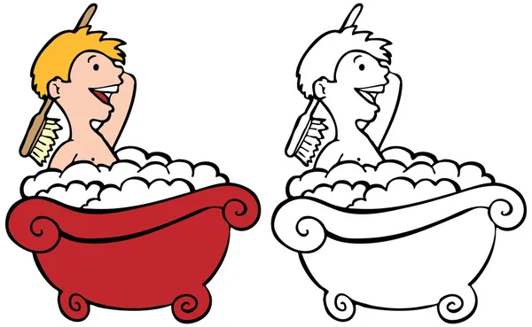 在浴缸里的孩子 — 图库矢量图片