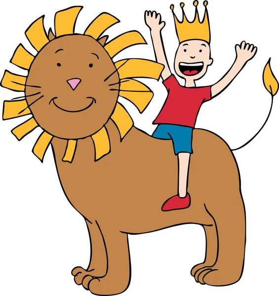 Child on Lion — Stock Vector