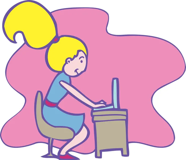 Ноутбук Typing Girl — стоковый вектор