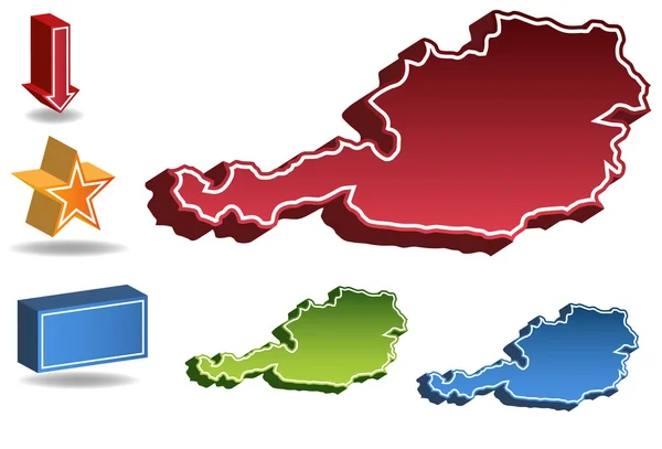 Mapa de país em 3D Áustria — Vetor de Stock