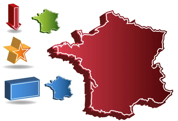 3D χάρτη της χώρας Γαλλία — Διανυσματικό Αρχείο