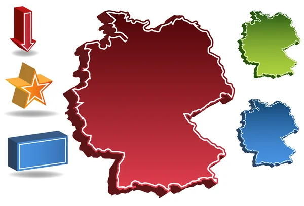 3D χάρτη χώρα Γερμανία — Διανυσματικό Αρχείο