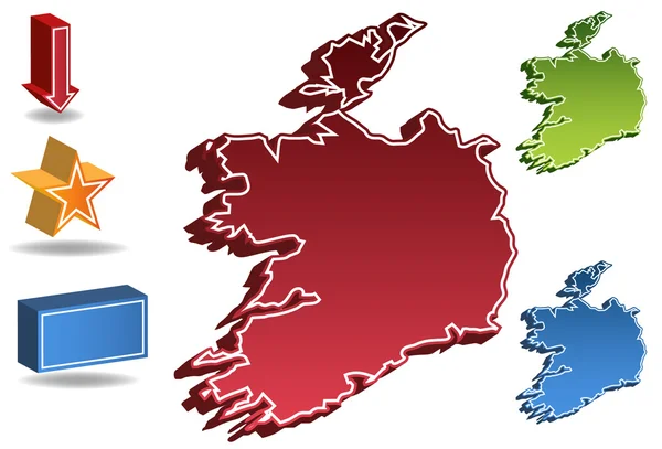 Mappa paese 3D Irlanda — Vettoriale Stock