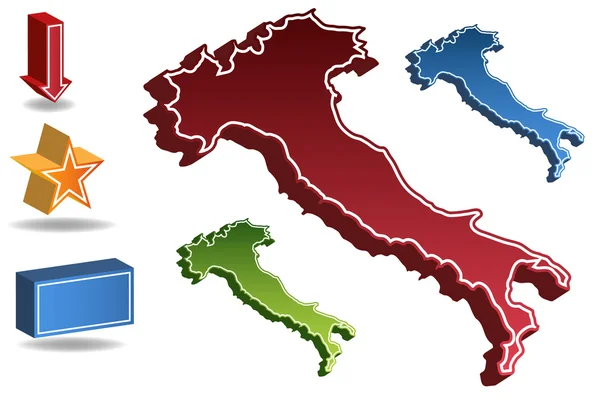3D อิตาลี แผนที่ประเทศ — ภาพเวกเตอร์สต็อก