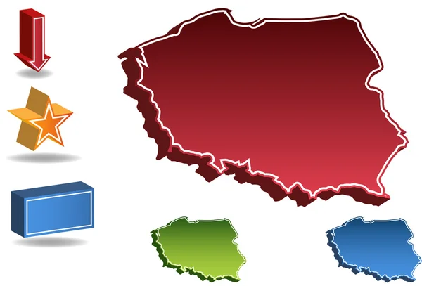 3d polnische Landkarte — Stockvektor
