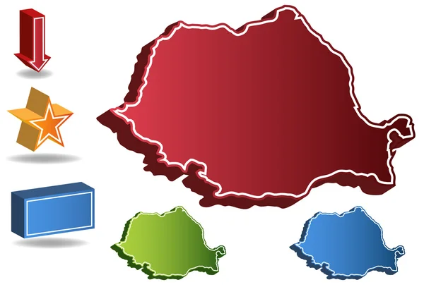 Mapa de país de 3D Romania — Vetor de Stock