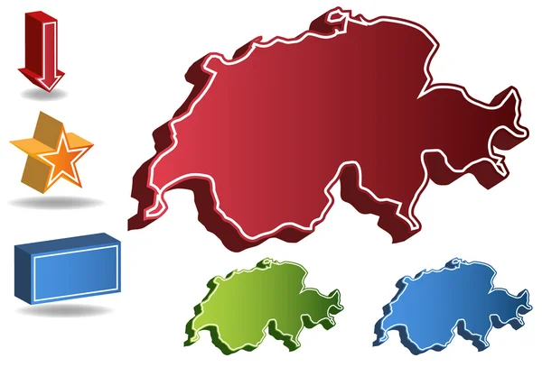 3D χάρτη της χώρας Ελβετία — Διανυσματικό Αρχείο