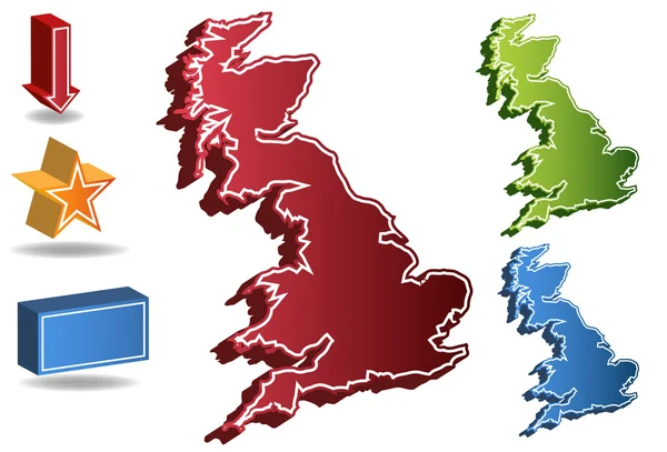 3D Storbritannien land karta — Stock vektor