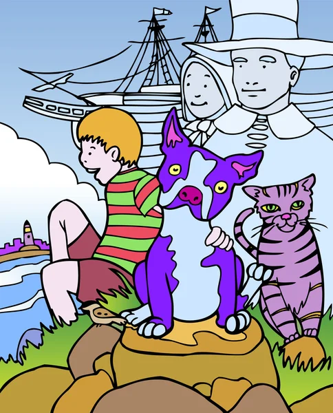Kid Adventures : Voyage au Massachusetts — Image vectorielle