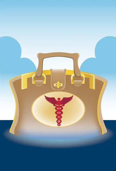 Lékařská taška - caduceus ikonu — Stockový vektor