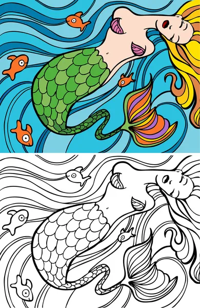 Sirena nadando — Archivo Imágenes Vectoriales