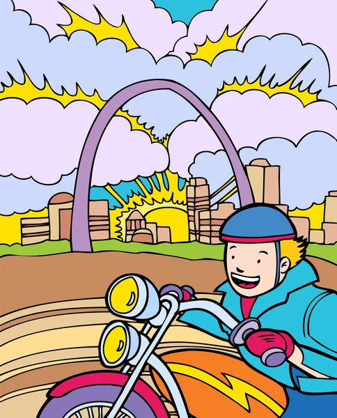 Avventure per bambini: giro in moto a St. Louis — Vettoriale Stock
