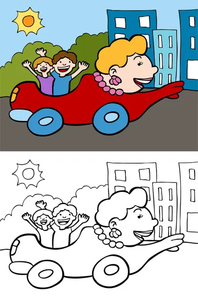Maman dans une voiture — Image vectorielle