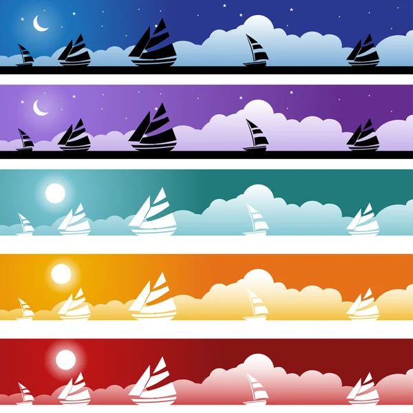 Sailboat Banner Set — Stock Vector