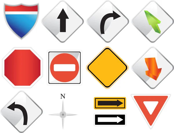 Navigationssymbole im Straßenverkehr — Stockvektor