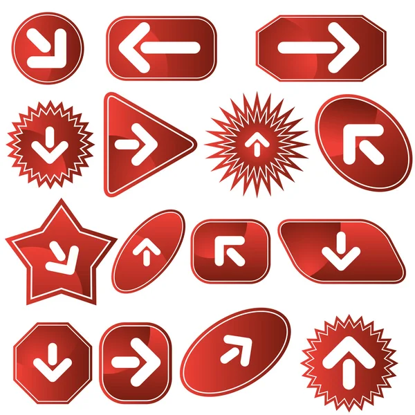 Jeu d'étiquettes de navigation - Rouge — Image vectorielle