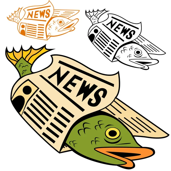 Fisch in Zeitungspapier gewickelt — Stockvektor