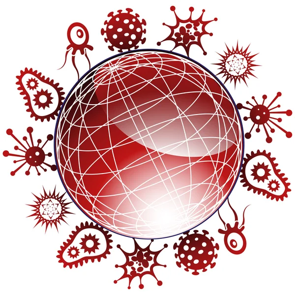 Vírus globais 3D — Vetor de Stock
