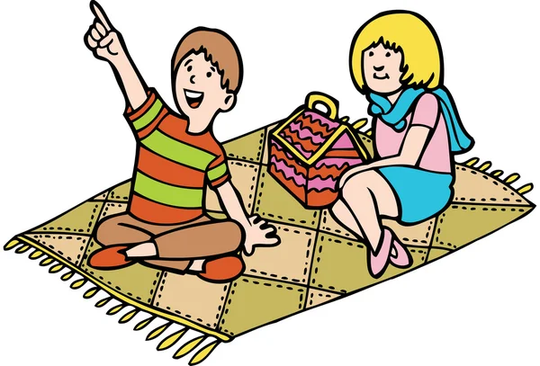 Kid dobrodružství: Pád piknik s přítelem — Stockový vektor