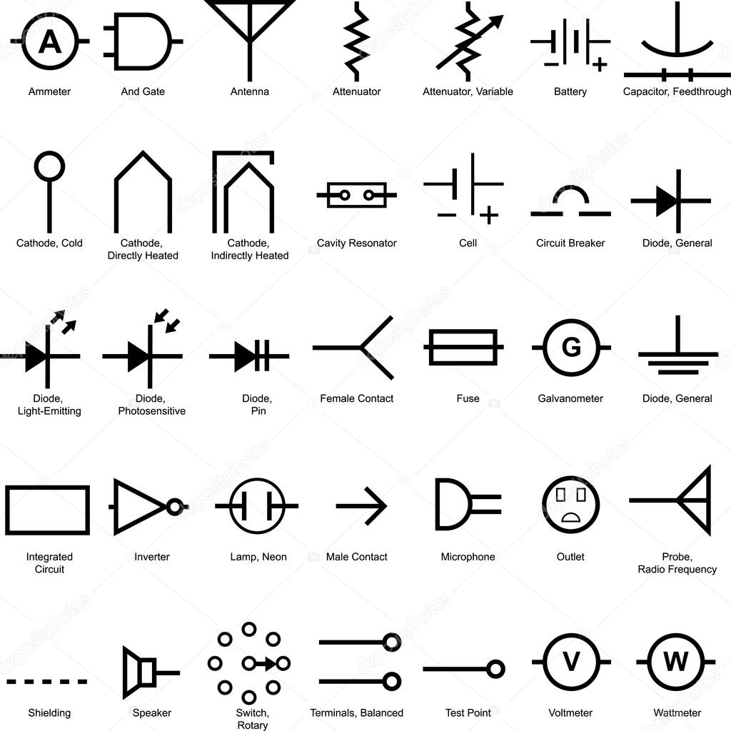 Vektorgrafiken Elektrische Symbole Vektorbilder Elektrische Symbole Depositphotos