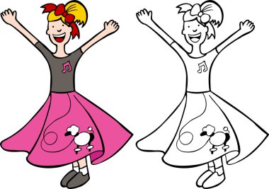 Girl in Poodle Skirt clipart