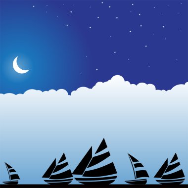 Night Sky Scene - Boats clipart