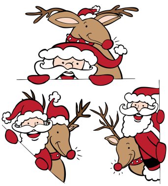 Santa and Reindeer Set clipart