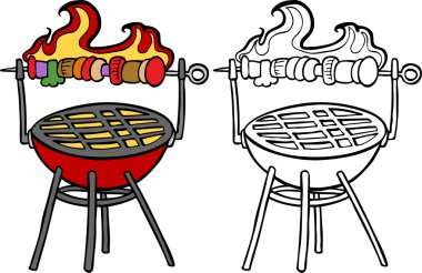 BBQ Grill with Kabob clipart