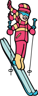 Skiing off Cliff clipart