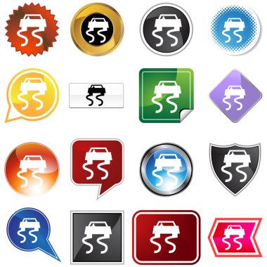 Slippery Road Icon Set clipart