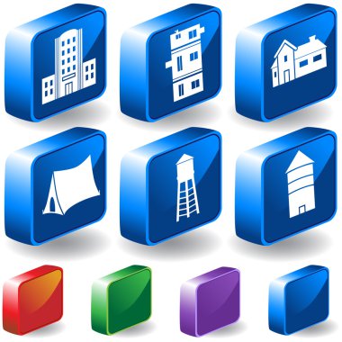 Set of 3D Building Icons clipart