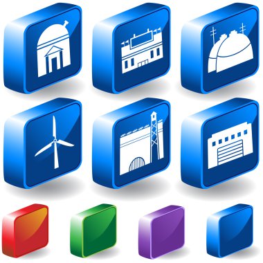 Set of 3D Building Icons clipart