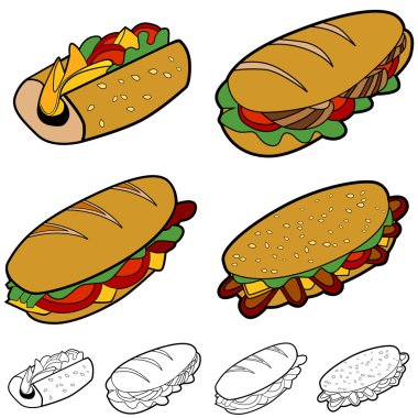 Cartoon Sandwich Set vector