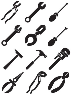 Tools Icons - black and white clipart