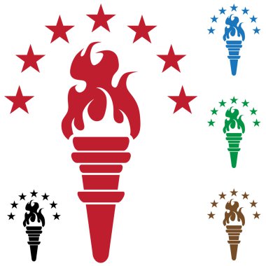 Flaming Torch with Stars clipart