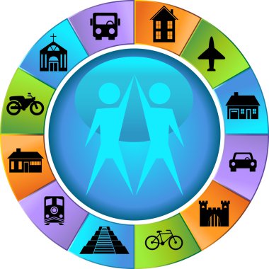 Travel Destination Buttons - Wheel clipart