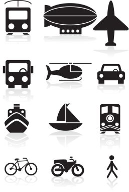 Transportation Icons - black and white clipart