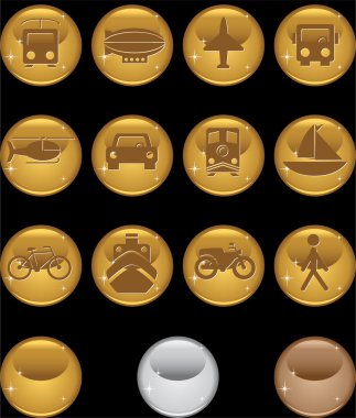 Transportation Buttons - gold round clipart