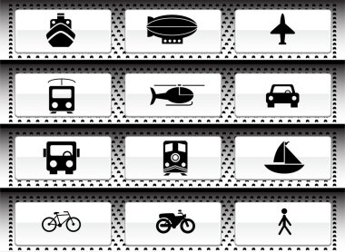 Transportation Buttons - Black and White clipart