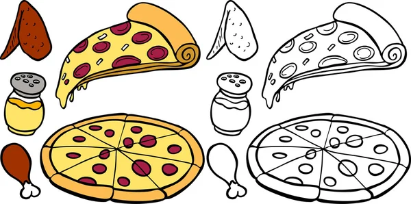 Pizza e Asas —  Vetores de Stock